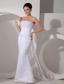 Brand New Mermaid Strapless Watteau Train Satin Appliques Wedding Dress