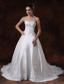 Elegant Strapless Beading Taffeta Chapel Train 2013 Wedding Dress