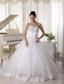 Satin and Tulle Strapless Beaded Decorate Up Bodice Wedding Dress Bridal Gown With Bowknot Back Sweep Train