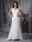 Beautiful Column V-neck Brush Train Lace Wedding Dress