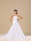Appliques Decorate Bodice A-line Organza and Taffeta Simple Style Chapel Train 2013 Wedding Dress