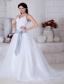 Modest A-line Straps Court Train Organza Sashes Wedding Dress