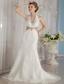 Exclusive Trumpet / Mermaid Halter Watteau Train Tulle Rhinestone Wedding Dress