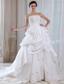 Elegant A-line Strapless Chapel TrainTaffeta Lace and Beading Wedding Dress