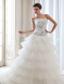 Best A-line Strapless Court Train Tulle Beading Wedding Dress