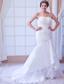 Popular Mermaid Strapless Court Train Taffeta Appliques Wedding Dress