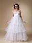 Elegant A-line Strapless Floor-length Satin and Organza Layers Wedding Dress