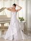 Appliques Decorate Shoulder and Bust A-line Wedding Dress In California