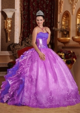 Ball Gown Strapless Ruffles and Beading Lilac 2013 Summer Quinceanera Dresses