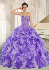 Beaded and Ruffles Custom Made For 2013 Purple Sweet Fifteen Dresses