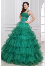Halter Top Beading and Ruffles Layered Quinceanera Dress