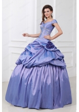 Off The Shoulder Beading Taffeta Quinceanera Dress in Lavender