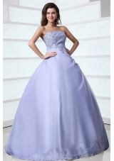 2015 Spring Strapless Appliques Decorate Quinceanera Dress in Lavender
