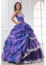 Purple Sweetheart Appliques and Pick Ups Quinceanera Dress for 2015
