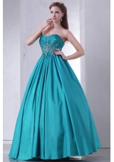Sweetheart A Line Beaded Decorate Waist Quinceanera Dress in Turquoise