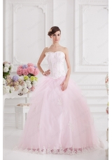 Ball Gown Baby Pink 2015 Quinceanera Dress with Appliques and Beading