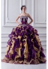 Ball Gown Multi Colored Sweetheart 2015 Quinceanera Dress with Beading