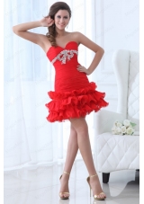 Red Short Beading Mini Length Prom Dress with Sweetheart