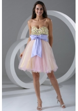 Princess Champagne Sweetheart Appliques Knee Length Prom Cocktail Dress