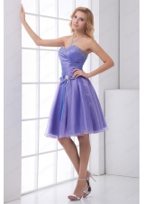 Lovely A Line Sweetheart Organza Beading Lace Up Lavender Prom Dress
