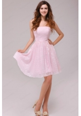 Baby Pink Strapless Sequins Empire Bridesmaid Dress for Wedding Party