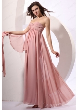Empire Sweetheart Floor Length Ruching Peach Chiffon Bridesmaid Dress