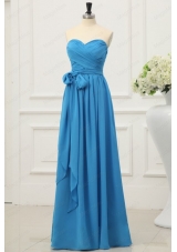 Simple Sweetheart Empire Bridesmaid Dresses in Teal with Sash