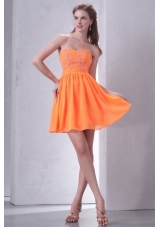 Sweetheart Empire Mini Length Beaded Decorate Bridesmaid Dress in Orange
