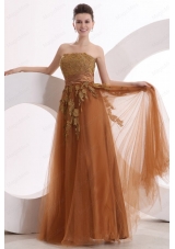 Popular Strapless Empire Appliques Mother of the Bride Dresses in Brown