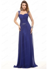Blue Empire Straps Chiffon Beading Mother of the Bride Dresses