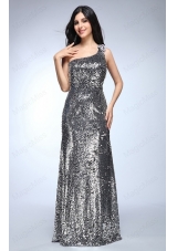 Sheath Silver One Shoulder Sequins Beading 2015 Mother of the Bride Dresses