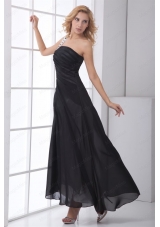 Column Black One Shoulder Chiffon Ruching Mother of the Bride Dresses