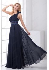 Discount One shoulder Navy Blue Mother of the Bride Dresses with Side Zipper