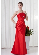 Column One Sholuder Red Taffeta Ruching Mother of the Bride Dresses