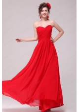 Low Price Red Sweetheart Prom Dress with Chiffon Ruching