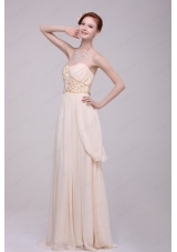 Empire Strapless Champagne Ruching Chiffon Floor Length Prom Dress