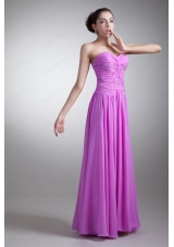 Elegant Empire Sweetheart Floor Length Lilac Beading Chiffon Prom Dress