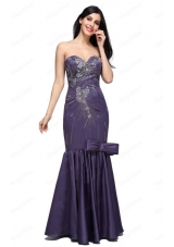 Mermaid Purple Sweetheart Bowknot Purple Beading Prom Dress