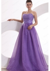 Princes Sweetheart Organza Purple Lace Up Prom Dress with Beading