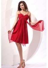 Empire Wine Red Ruching Chiffon Knee Length Prom Dress