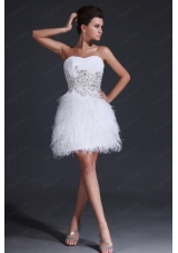 White Short Sweetheart Prom Dress with Embroidery and Beading