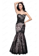 Mermaid Black Sweetheart Lace Floor Length Prom Dress