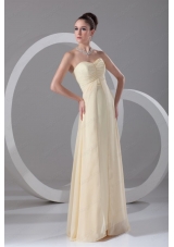 Elegant Empire Sweetheart Champagne Ruching Chiffon Prom Dress