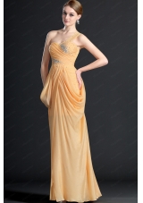 Elegant One Shoulder Floor Length Beading Prom Dresses for 2014