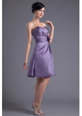 Column Hand Made Flower Sweetheart Purple Ruching Mini-length Prom Dress