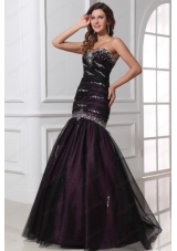 Mermaid Sweetheart Purple Tulle 2015 Perfec Prom Dress with Beading