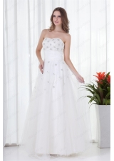Floor Length Elegant A Line Strapless Wedding Dress with Beading