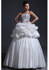 Strapless Ball Gown Beaded Decorate Bodice Taffeta Wedding Dress
