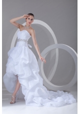 A Line Sweetheart High Low Beading Pick-ups Wedding Dress