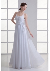 Empire Straps Ruching Sash Chiffon Floor Length Wedding Dress